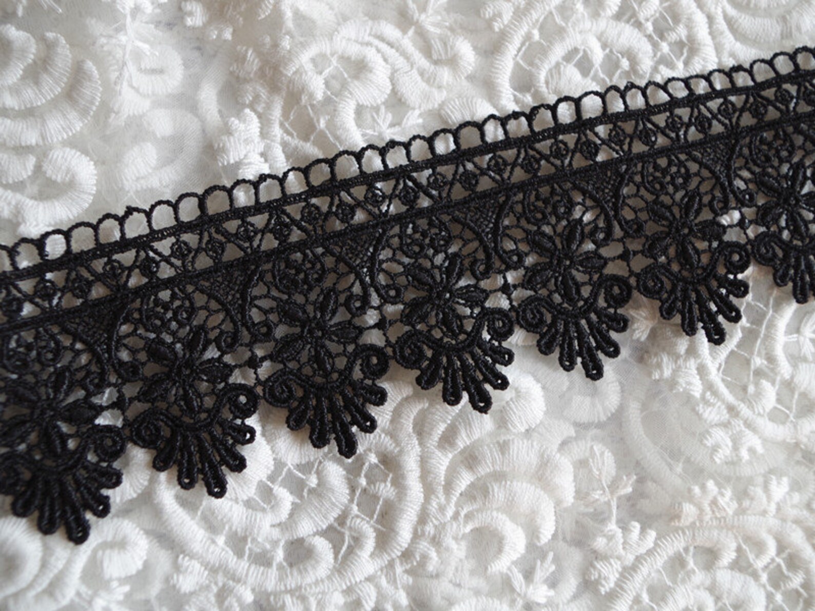 Black Lace Trim black venise lace trim crochet trim lace Etsy