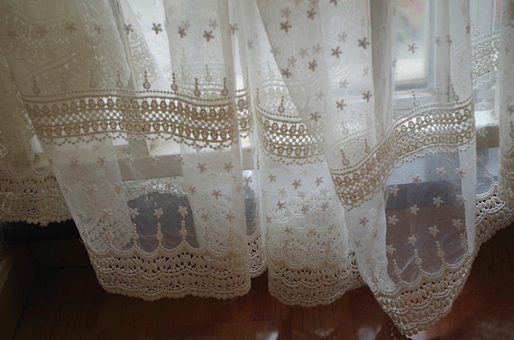 off white Lace fabric, Embroidered tulle lace fabric, vintage lace fabric, bridal dress fabric, tulle lace fabric on sale