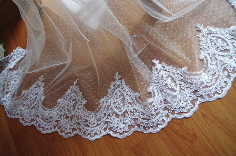 White Cord Lace Trim for Bridal Veil Alencon Lace Trim Etsy