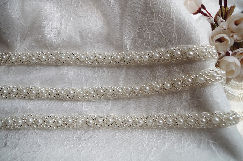 Ivory Pearl Bead Trim by the Yard Etsy Denmark