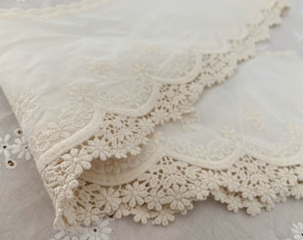 Ecru Cotton Lace trim, embroidered eyelet lace trim, cotton lace trim with exquisite florals, cotton eyelet lace trim by the yard