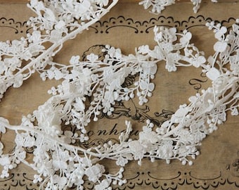 10 yards white lace trim, bridal lace trim, antique lace trim, floral branch lace, jewelry lace, Lace necklace, on sale