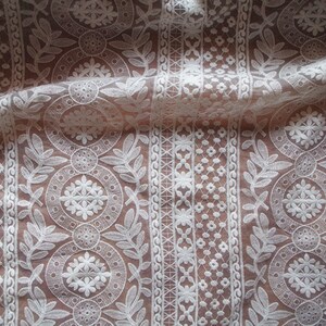 Off White Embroidered Organza Silk 133 Fabric