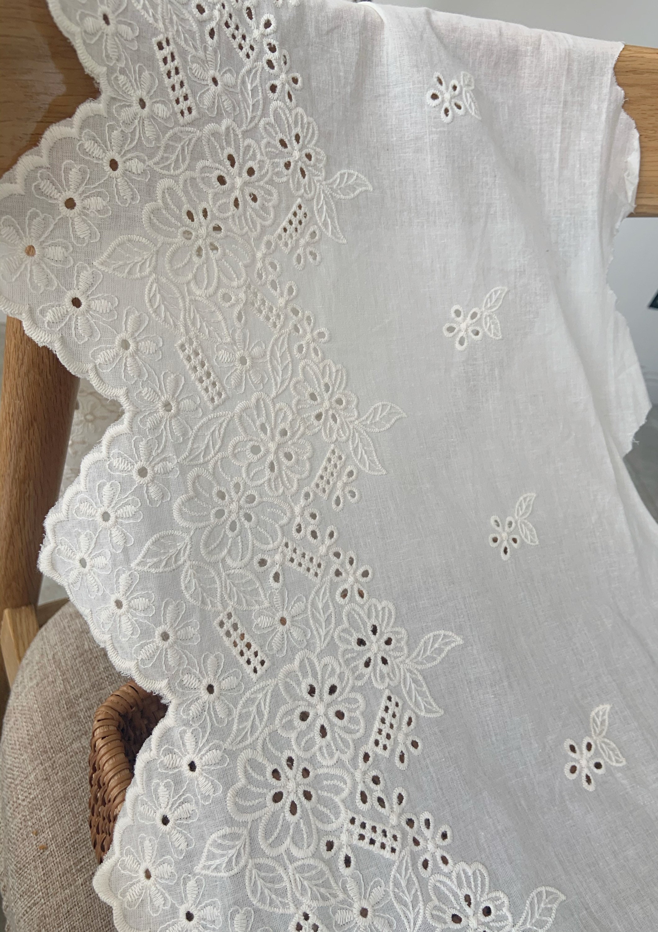12 Inches Wide Ecru Cotton Lace Trim Embroidered Eyelet Lace Etsy
