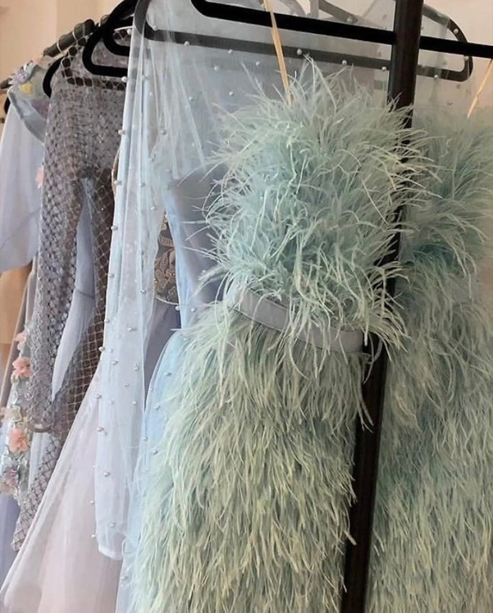 Light Blue Ostrich Feather Trimming Fringe Tassels Plume With Etsy