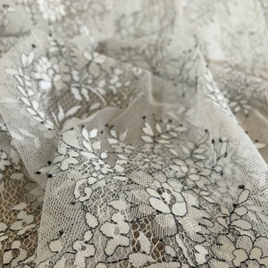 1 Yard Chantilly lace fabric | black and white