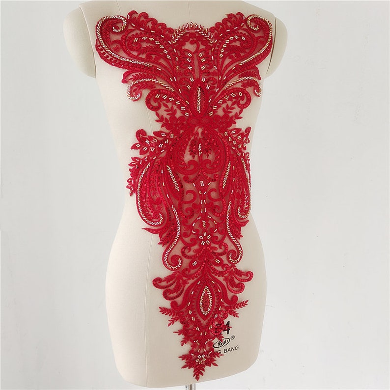 Large Heavy Beaded Lace Bodice Applique Couture Altering Etsy