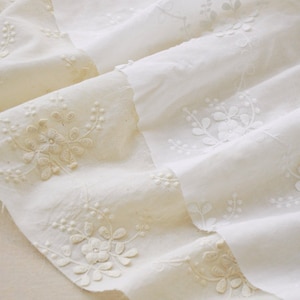 cotton lace fabric with 3D flowers, cotton embroidered lace fabric