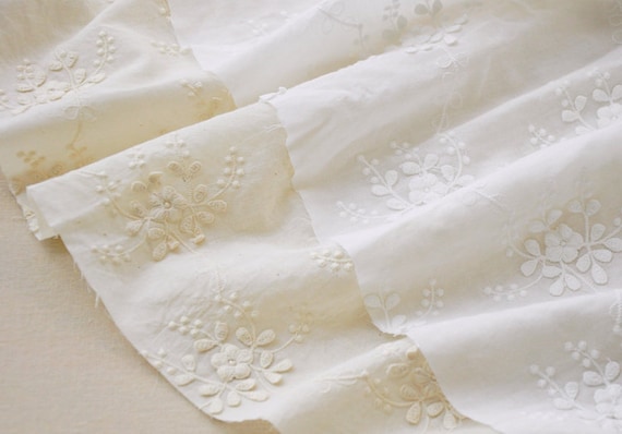 cotton lace fabric with 3D flowers, cotton embroidered lace fabric