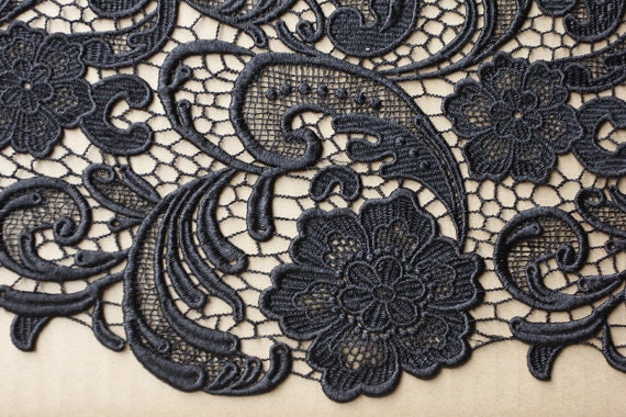 Black Lace Fabric, Black Guipure Lace Fabric, Crochet Lace Fabric, Bridal  Lace Fabric, Lace Fabric With Classical Floral Pattern, Hot 
