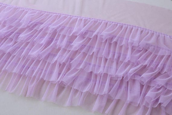 lavender ruffled tulle trim, pink pleated mesh trim, tutu dress fabric, ruffle mesh, doll dress fabric, wedding decors, craft supply