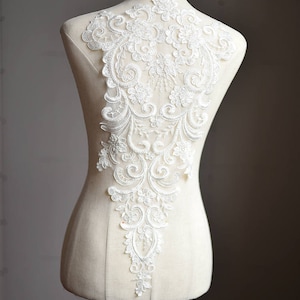 heavy bead Lace Applique, embroidered bodice lace applique, lace bodice for bridal dress altering, bridal lace applique, bead bodice