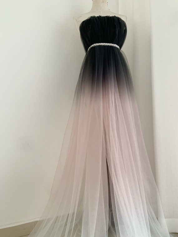 Dip dye tulle fabric, Black blush tulle fabric with Ombré color, black to blush pink, 2021 new arrival