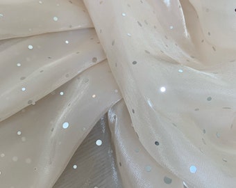 shiny organza fabric with glitters, nude sheer shine organza fabric