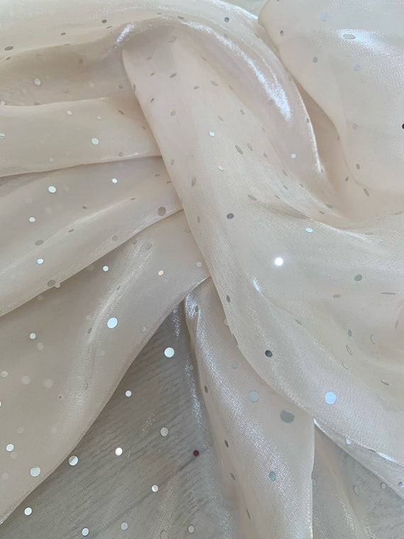 shiny organza fabric with glitters, nude sheer shine organza fabric