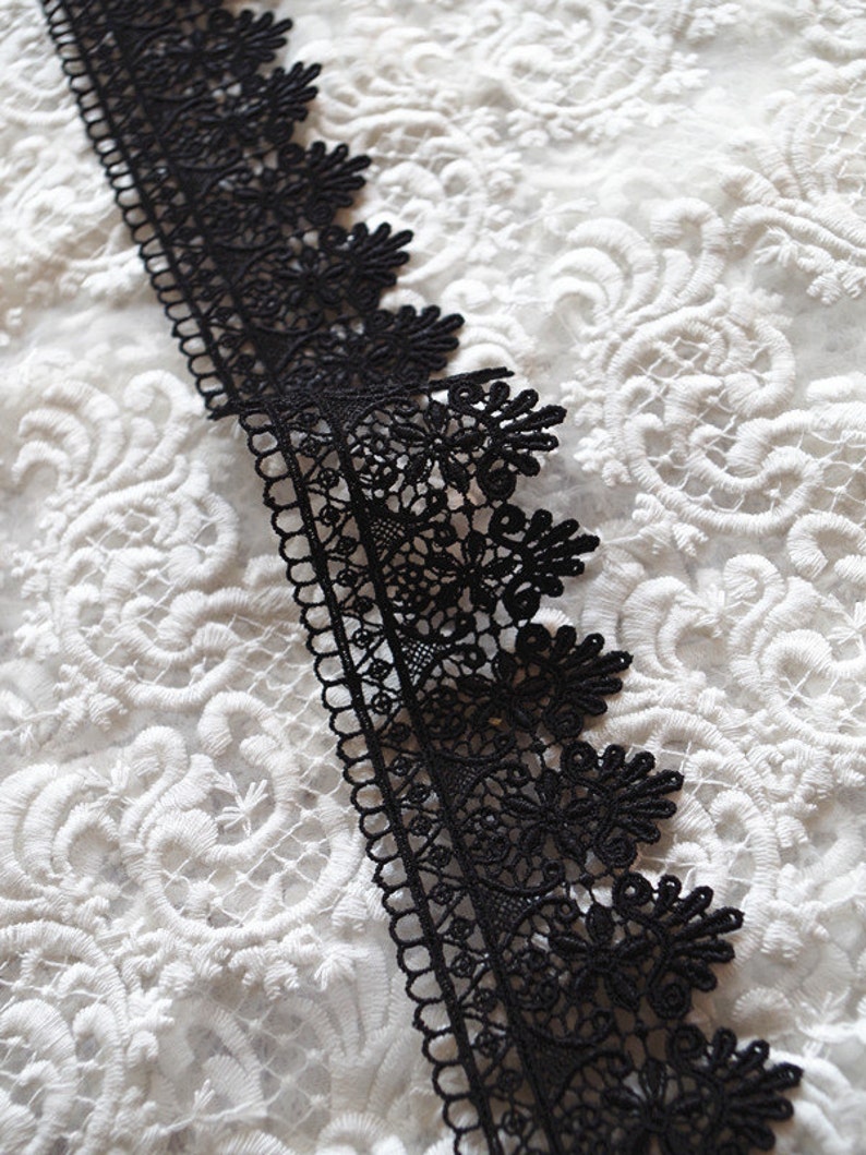 Black Lace Trim black venise lace trim crochet trim lace Etsy