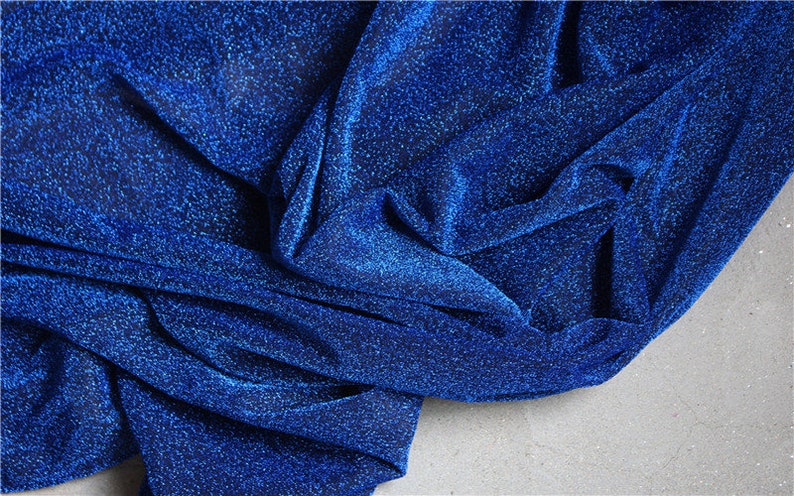 elastic lace metallic blue lace fabric stretch lace lace Glittering royal blue lace fabric