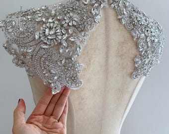 Delicate Rhinestone applique for key hole dress, dress alterations, garments supplies