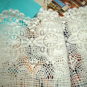 Cotton Lace Trim with Retro floral, cotton guipure lace trim, cotton crochet lace trim CMSR004B