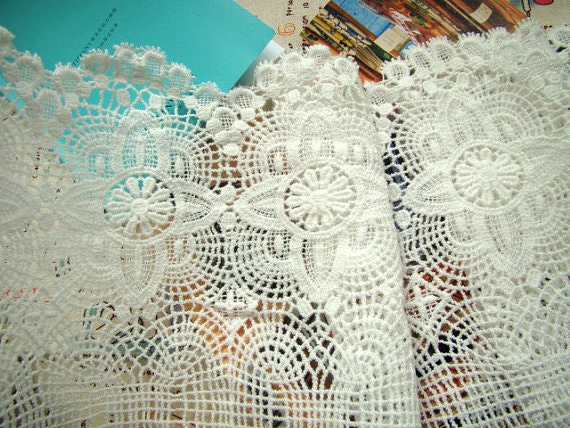 Cotton Lace Trim with Retro floral, cotton guipure lace trim, cotton crochet lace trim CMSR004B