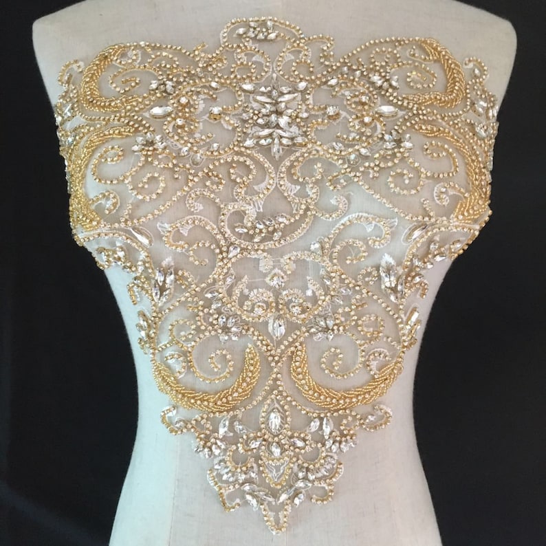 Rhinestone Bodice Applique Crystal Bodice Applique for Etsy
