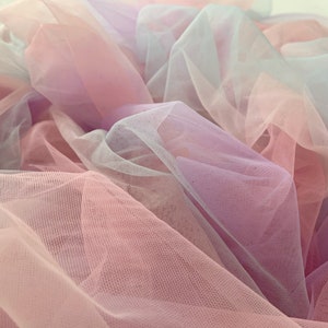 2021 New arrival rainbow tulle fabric with ombre color, macaron color gradient changing tulle fabric, ice cream color tulle fabric