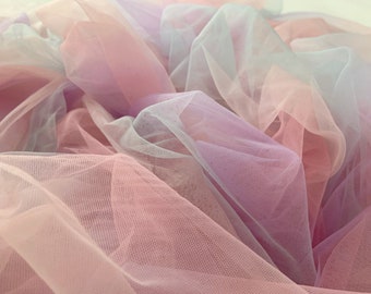 2021 New arrival rainbow tulle fabric with ombre color, macaron color gradient changing tulle fabric, ice cream color tulle fabric