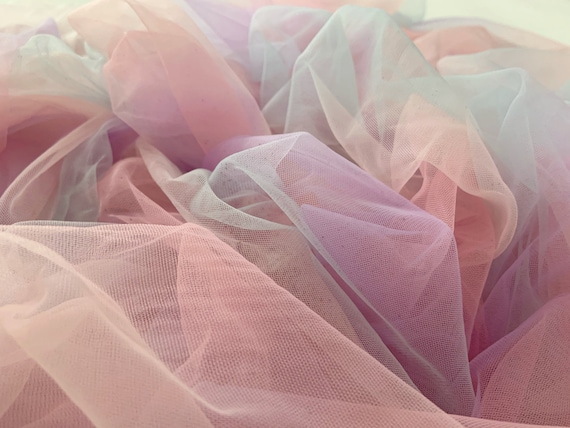 2021 New arrival rainbow tulle fabric with ombre color, macaron color gradient changing tulle fabric, ice cream color tulle fabric
