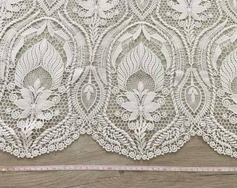off white boho venice lace fabric for bridal dress, guipure lace fabric with elegant pattern, eyelet lace fabric