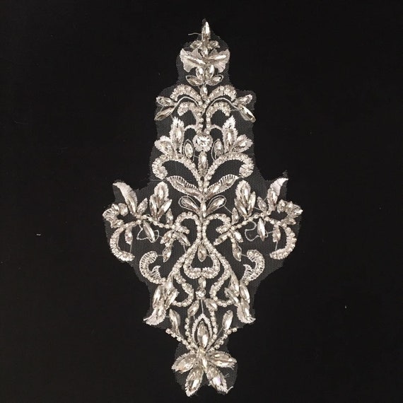 Deluxe Rhinestone applique, crystal applique, crystal bodice applique for wedding dress, bridal supplies, haute couture supplies