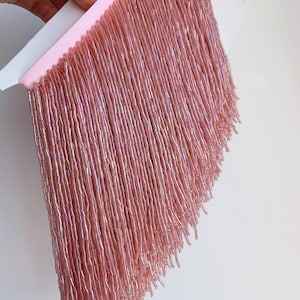 pink bead Fringe trim for haute couture, dance costume, party decors, handmade bead fringe