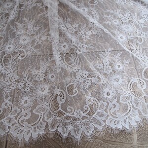 Off White Chantilly Lace Fabric, Lace Fabric for Bridal Dress, French ...