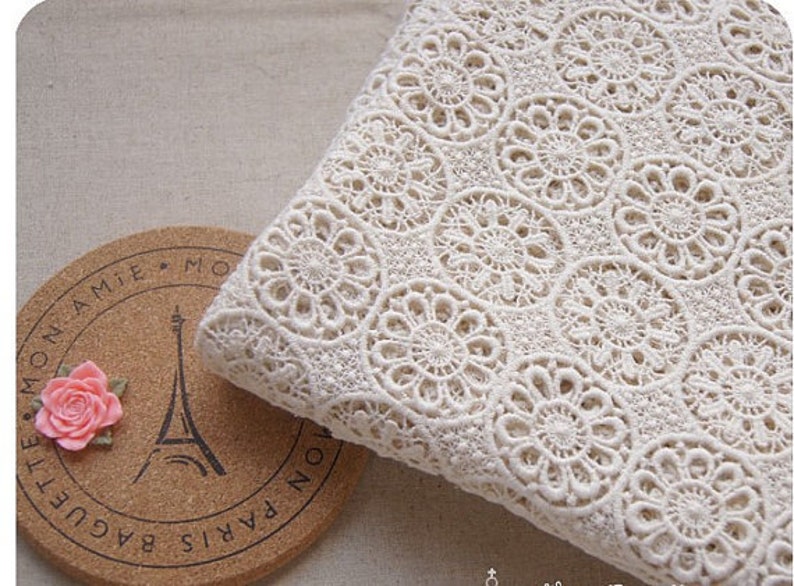 Cream Cotton Lace Fabric vintage style lace fabric crochet Etsy