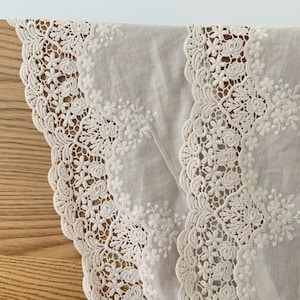 natural Cotton Lace trim, embroidered eyelet lace trim, cotton lace trim with hollowed out floral, cotton eyelet lace trim