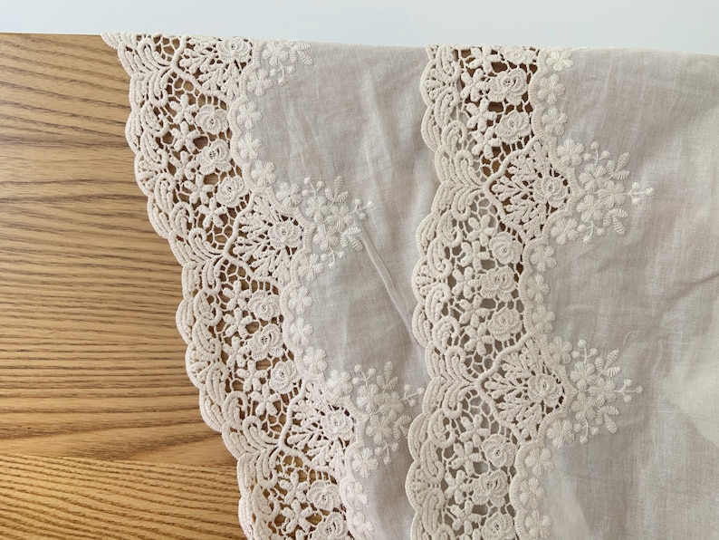 natural Cotton Lace trim, embroidered eyelet lace trim, cotton lace trim with hollowed out floral, cotton eyelet lace trim image 1