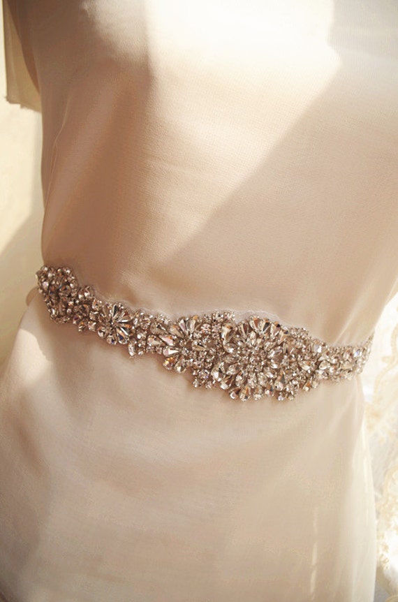 rhinestone sash applique for wedding dress, bridal dress  ON SALE