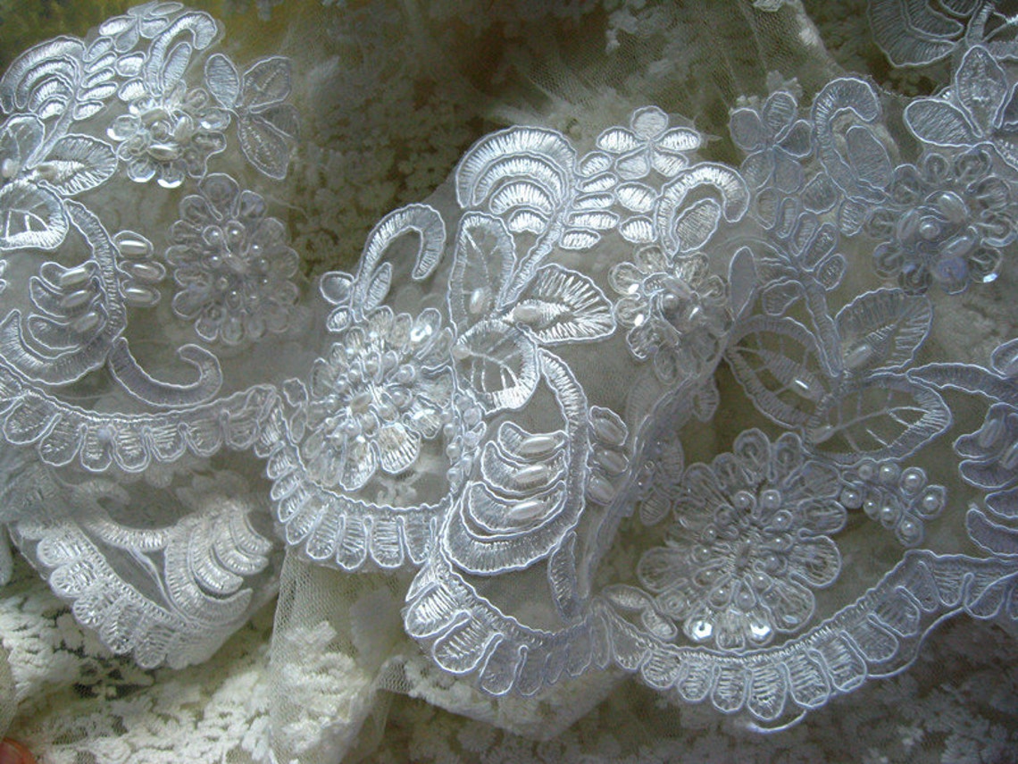 Ivory Beaded Lace Trim Annalisa