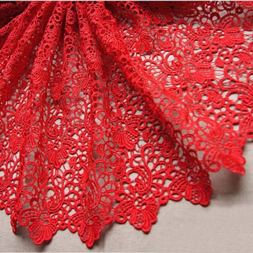 Red Guipure Lace Fabric by the Yard Elegant Lace Fabric With Etsy