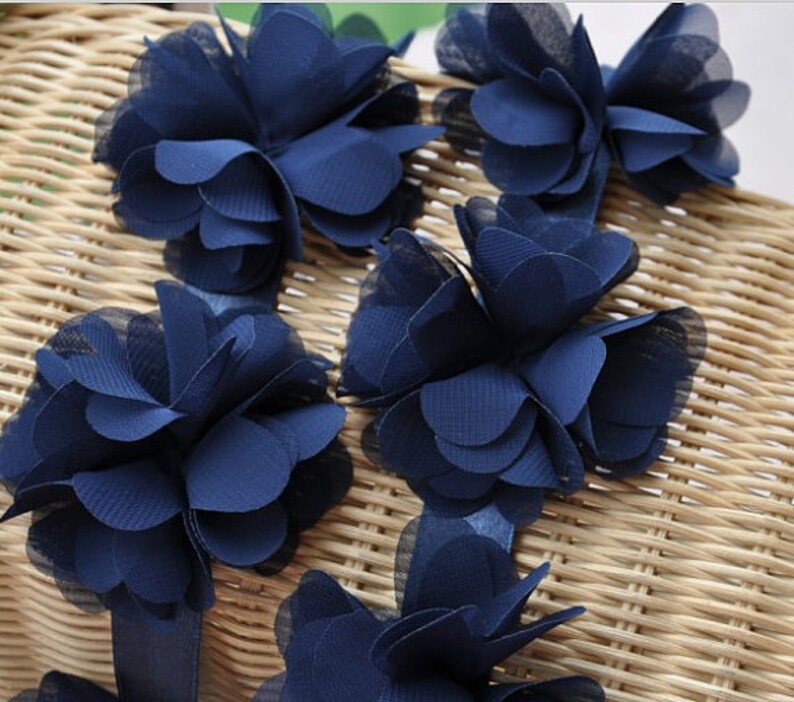 Navy Blue Chiffon Rosette Chic Chiffon Rose Flowers Sashes Etsy