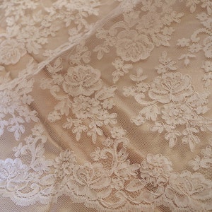 off white lace fabric, cord lace fabric, alencon lace fabric for bridal gown