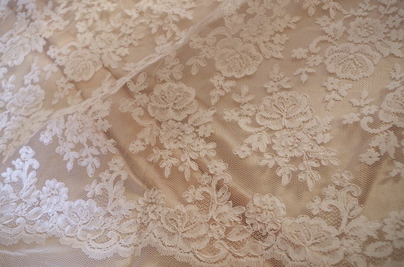 off white lace fabric, cord lace fabric, alencon lace fabric for bridal gown