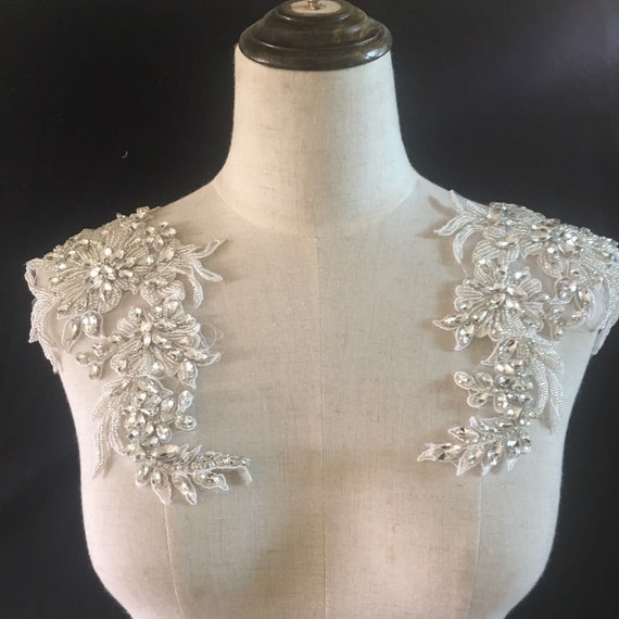 Rhinestone  applique with florals  by pair