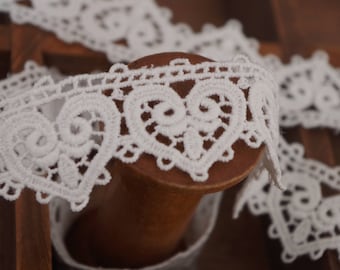 Cotton Lace Trim, vintage lace trim,cotton guipure trim lace, white cotton lace trim by the yard, lace border  2yards