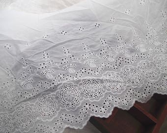 natural Cotton Lace trim, embroidered eyelet lace trim, cotton lace trim with hollowed out floral, cotton eyelet lace fabric