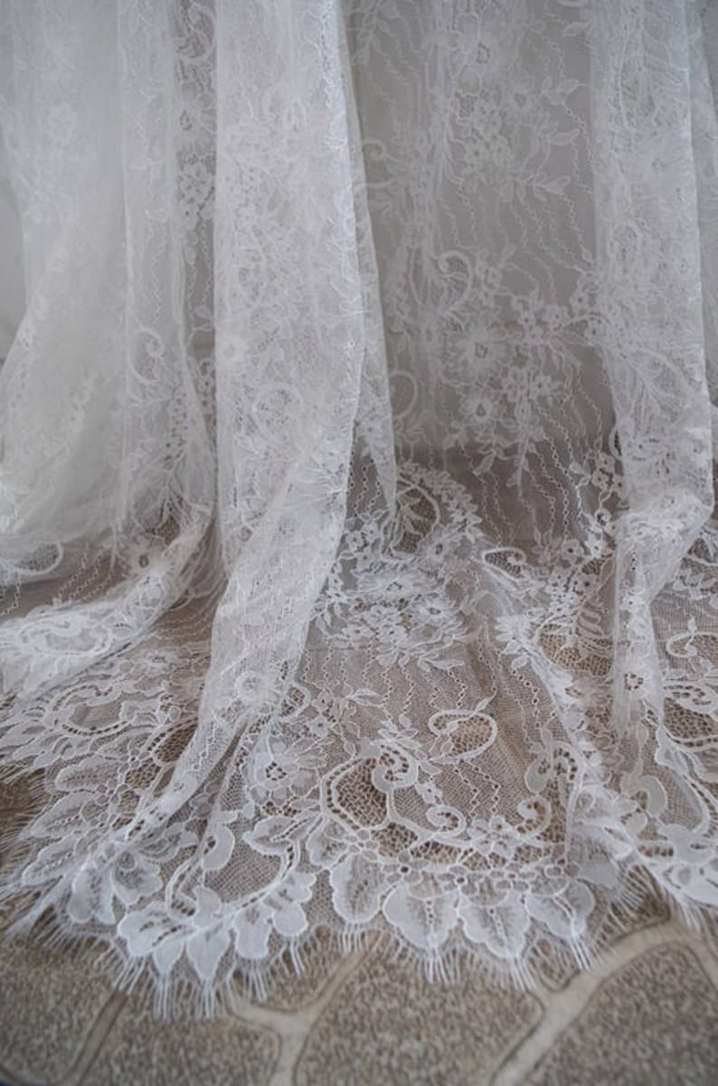 Off White Chantilly Lace Fabric Lace Fabric for Bridal Dress - Etsy