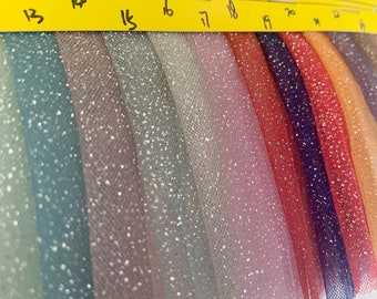 Sparkle tulle fabric with shimmer, tulle with glitters for dress, galaxy like mesh fabric for wedding dress, costume