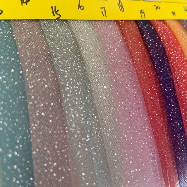 Sparkle tulle fabric with shimmer, tulle with glitters for dress, galaxy like mesh fabric for wedding dress, costume