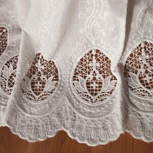 off white natural cotton lace fabric with hollowed out floral pattern, cotton eyelet lace fabric image 5