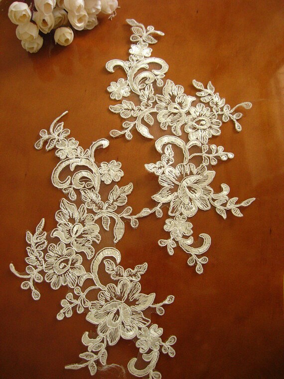 Bridal Applique Alencon Lace Applique bridal headpiece Etsy