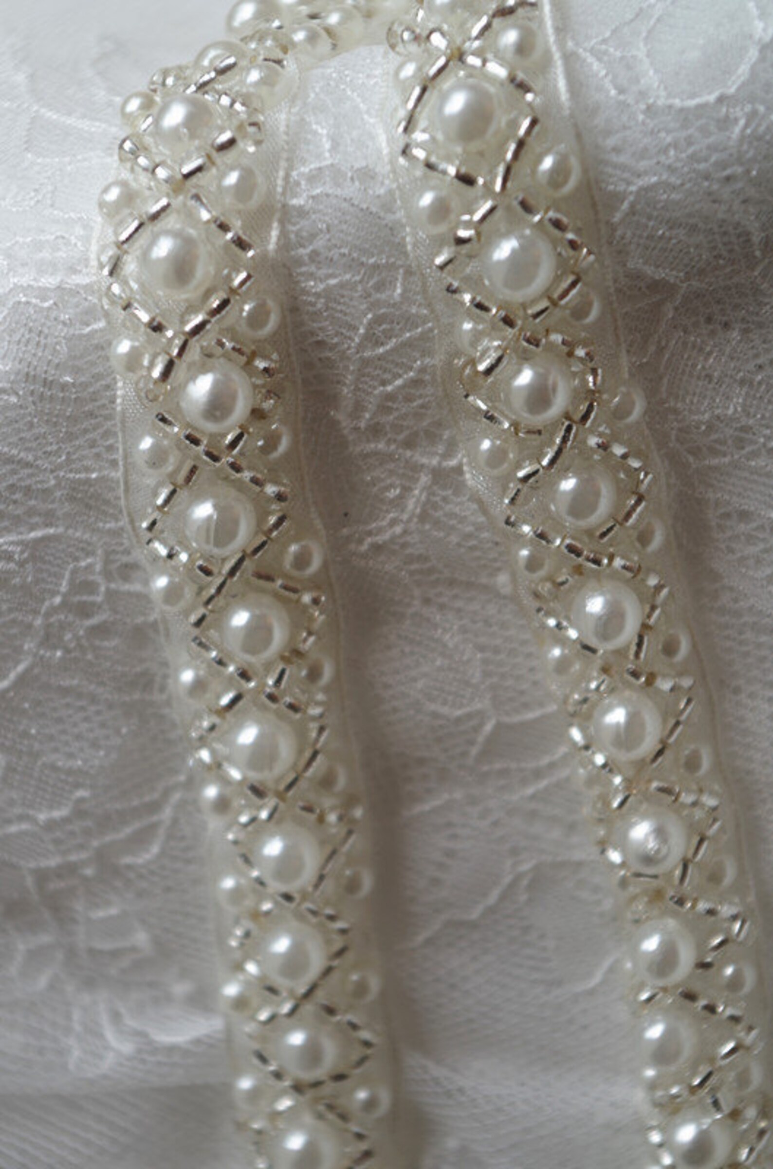 Ivory pearl bead trim by the yard Etsy